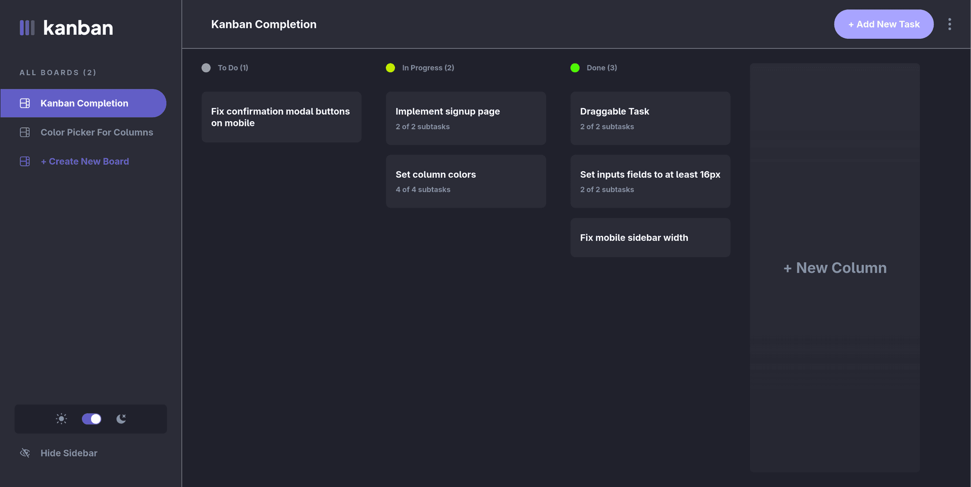 Kanban Board Screenshot